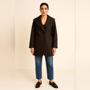 Talbots 100% Wool Big Button Brown Shawl Collar Jacket Size 2 Petite EUC